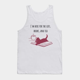 Cats, Books, and Tea Red Tank Top